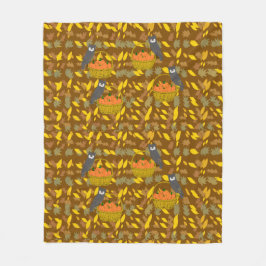 Manta Polar Autumn Owl Pumpkin Pattern Fleece Blanket	