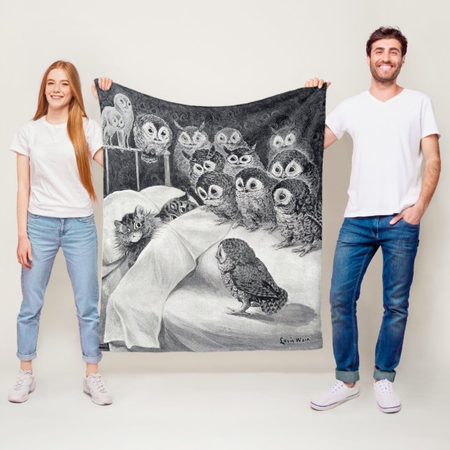 Manta Polar Ave De Búho Nocturno De Gatos, Louis Wain (In situ)