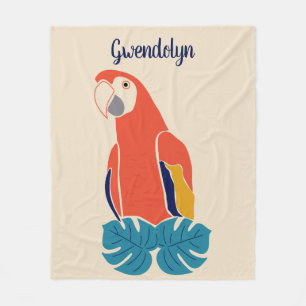 Manta Polar Ave roja de Scarlet Macaw personalizada