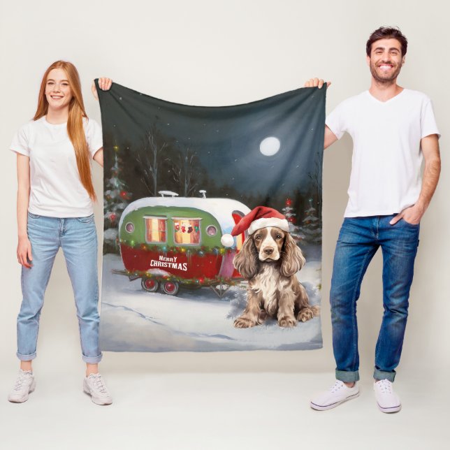 Manta Polar Aventura de Navidades de Caravana Español Cocker (In situ)