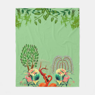 Manta Polar Aves acuáticas Flamingo Pareja Árbol de vegetación