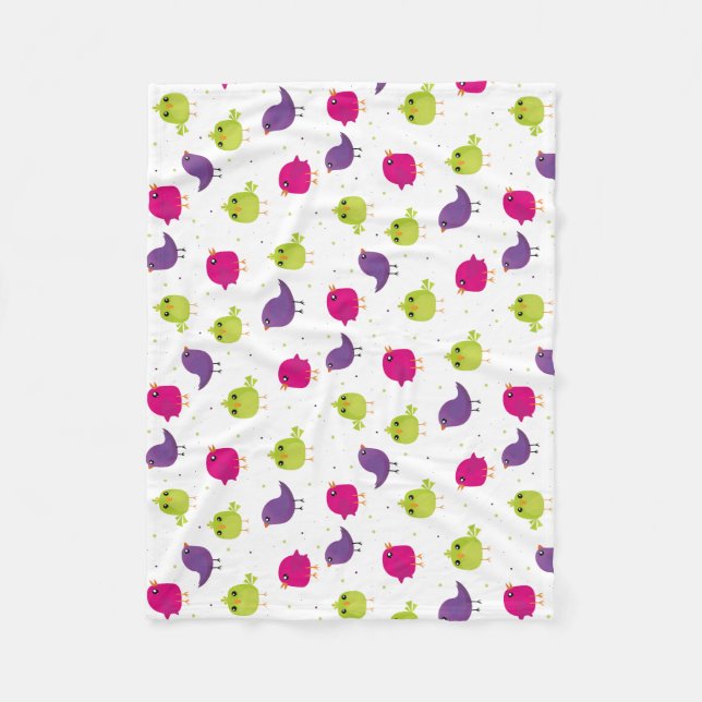 Manta Polar Aves alegres y coloridas (Anverso)