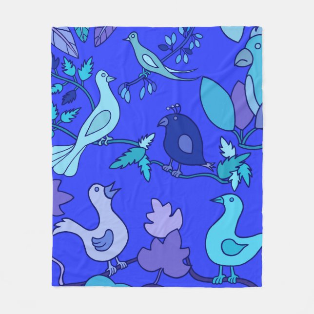 Manta Polar Aves azules (Anverso)
