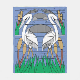 Manta Polar Aves De Agua Pareja De Cisne Agua Pestaña Paisaje