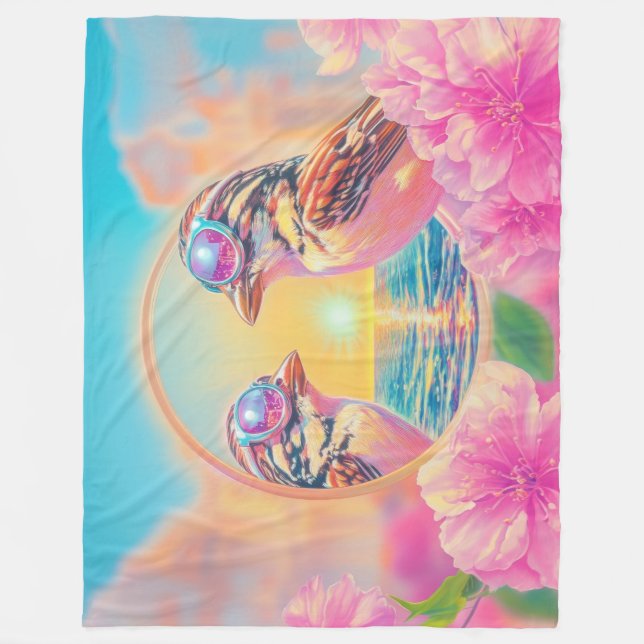 Manta Polar Aves Guay con gafas de sol al atardecer (Anverso)