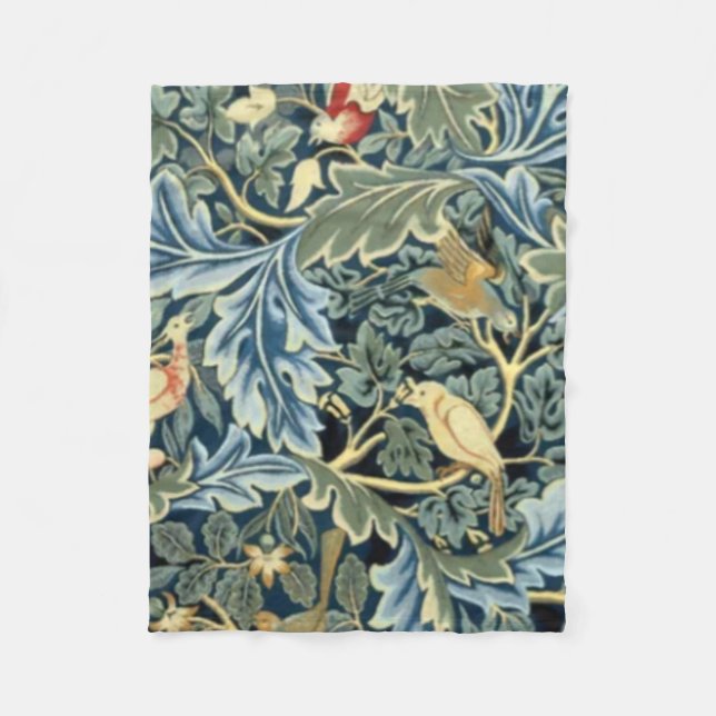 Manta Polar Aves William Morris y Acanthus (Anverso)