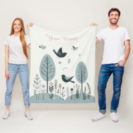 Manta Polar Aves y bosque nórdicos personalizados