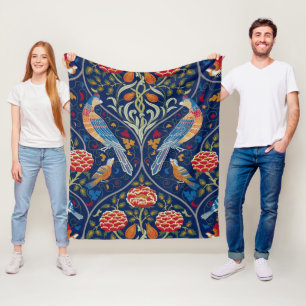 Manta Polar Aves y flores, William Morris