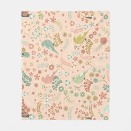 Manta Polar Aves y ramas de Shabby Pastel Salmon