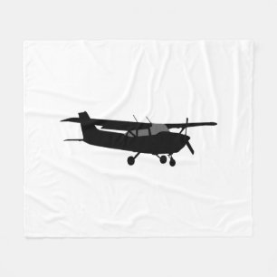 Manta Polar Avión Cessna Silueta Negra Decoración Voladora