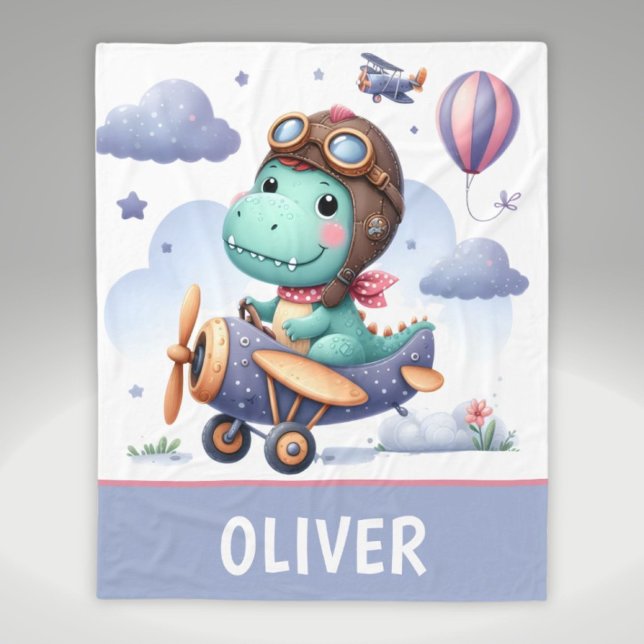 Manta Polar Avión morado de pequeños dinosaurios volando (Subido por el creador)