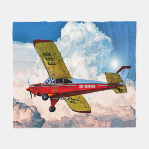 Manta Polar Avión personal amarillo rojo con su nombre