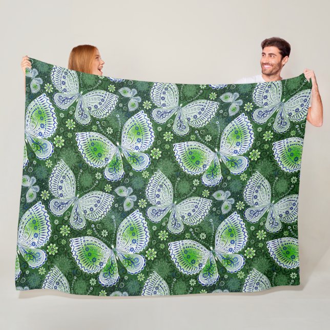 Manta Polar Away Paisley Butterfly Print Green (In situ)