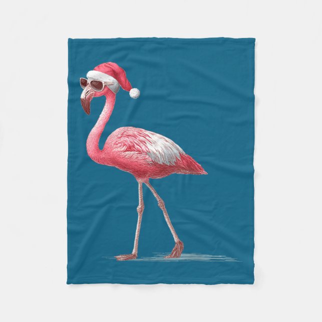 Manta Polar Awesome Cool Flamingo With Christmas Hat And Sungl (Anverso)