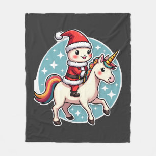 Manta Polar Axolote Unicornio Kawaii Xmas Santa Feliz Navidad