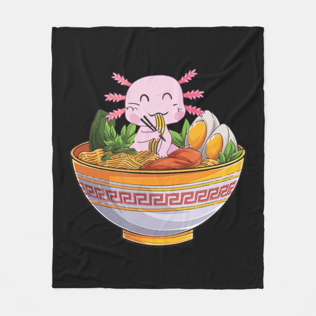 Manta Polar Axolotl Comer fideos Ramen Kawaii Anime Gift Gir (Anverso)
