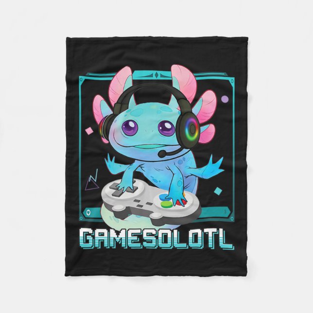 Manta Polar Axolotl Video Gamer Kawaii Pastel Gótico Cute Anim (Anverso)