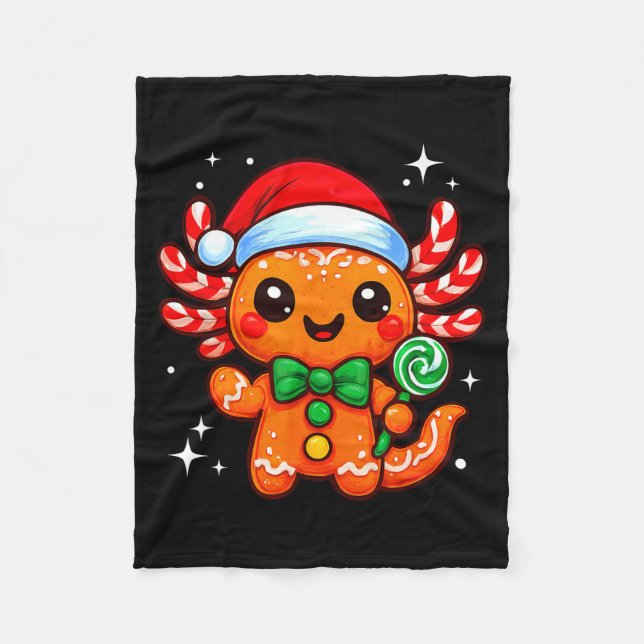 Manta Polar Axolotl Xmas Hat Santa Cute Funny Christmas Pajama (Anverso)