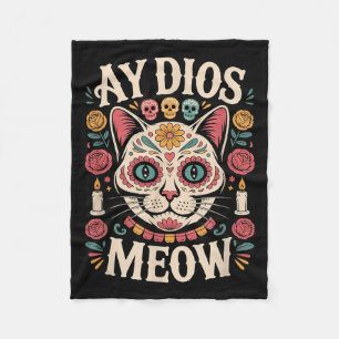 Manta Polar Ay Dios Meow Divertido Azúcar Cráneo Gato Día De L