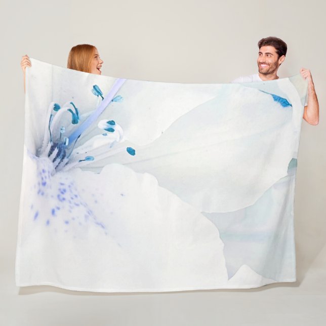 Manta Polar *~* Azalea Art Pintura Flores Blancas Verde azulad (In situ)