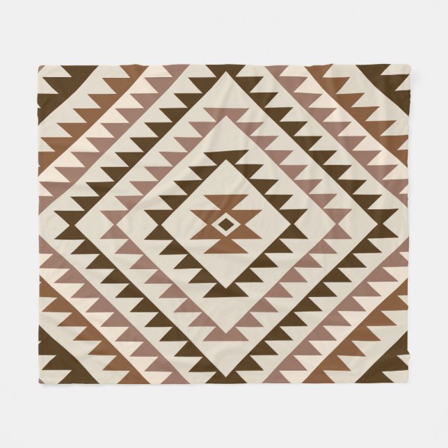 Manta Polar Aztec Diamond Motif Design Browns+Cream (Frente (Horizontal))