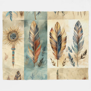 Manta Polar Aztec Tribal Feathers Medicine Stick