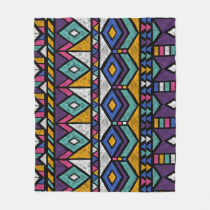 Manta Polar Azteca geométrica tribal: patrón de venado colorid