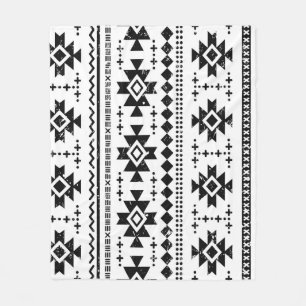 Manta Polar Azteca tribal, fondo blanco vintage.
