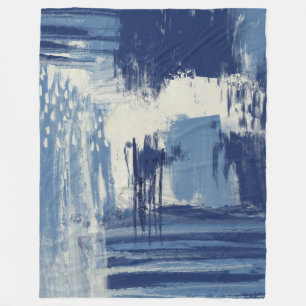 Manta Polar Azul abstracto y marfil