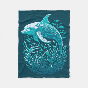 Manta Polar Azul bajo el delfín marino