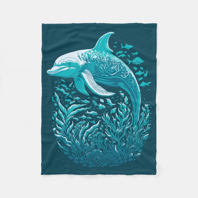 Manta Polar Azul bajo el delfín marino (Anverso)