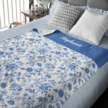 Azul Blanco Floral Nombre Personalizado