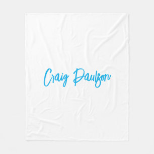 Manta Polar Azul blanco tu nombre caligrafía Minimalista único