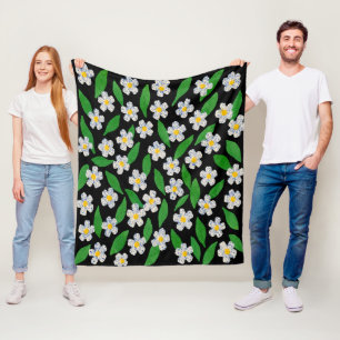Manta Polar Azul Blanco Verde Floral