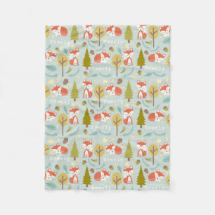 Manta Polar Azul claro del arbolado del Fox personalizado