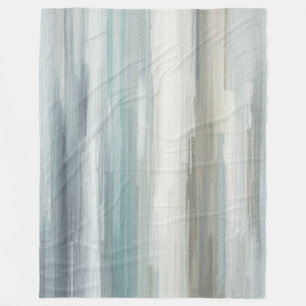 Manta Polar Azul Claro Turquesa Gris Marrón Franja Abstracta