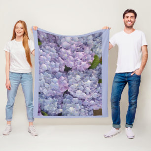 Manta Polar Azul claro y rosa Hydrangea azul Fleece Blanc
