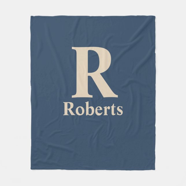 Manta Polar Azul Clásico Y Vainilla Nombre/Primera/Familia (Anverso)