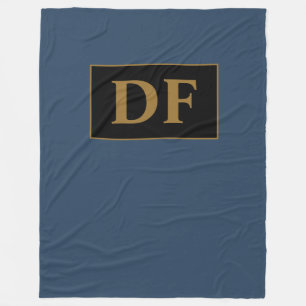 Manta Polar Azul con crema de oro