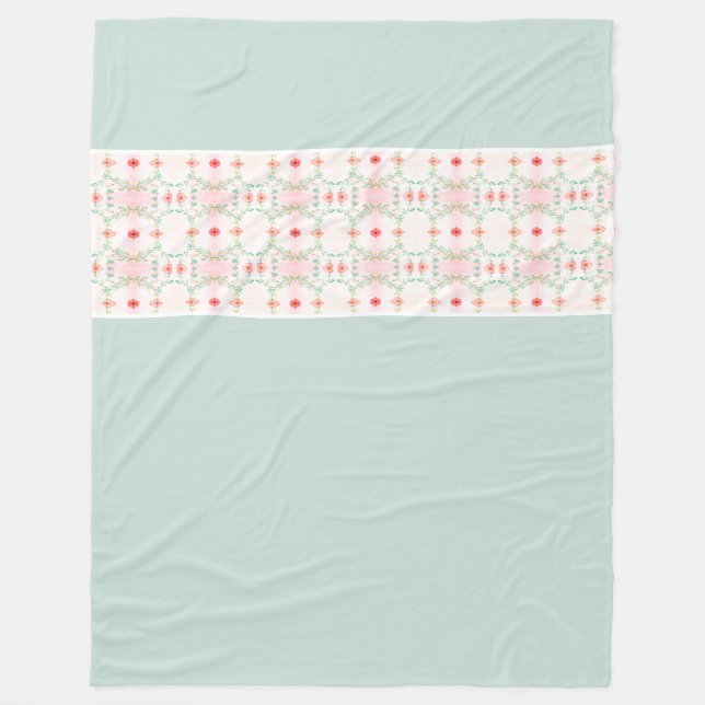 Manta Polar Azul Con Diseño De Flor (Anverso)