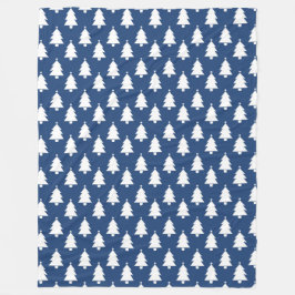 MANTA POLAR AZUL CON FILAS DE NAVIDAD BLANCA