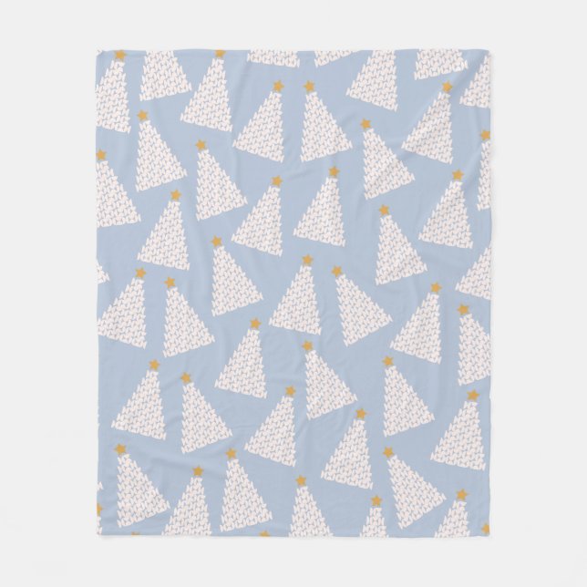Manta Polar Azul de árbol de Navidad (Anverso)