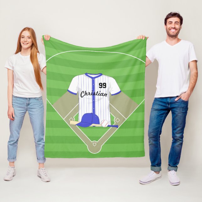 Manta Polar Azul de béisbol personalizado (In situ)