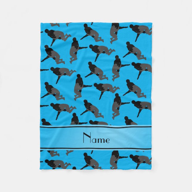 Manta Polar Azul de cielo conocido personalizado que lucha (Anverso)