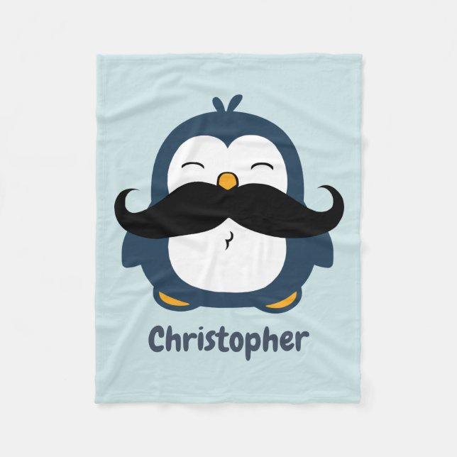 Manta Polar Azul de la tendencia del bigote del pingüino (Anverso)