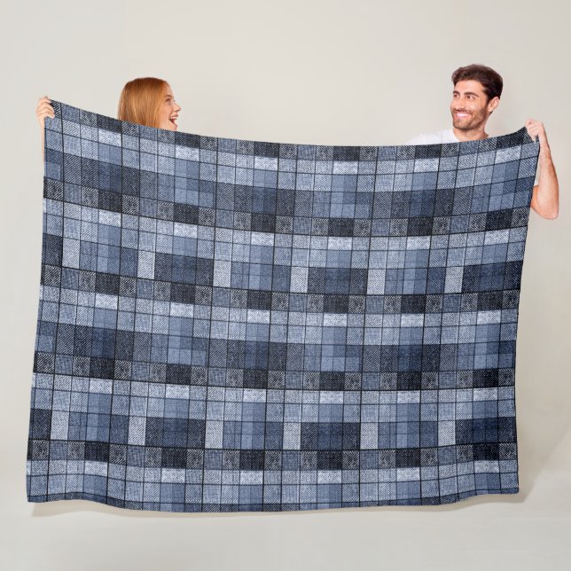 Manta Polar Azul, denim, tartán, plaid. (In situ)