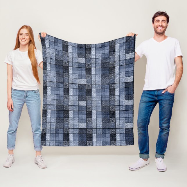 Manta Polar Azul, denim, tartán, plaid. (In situ)