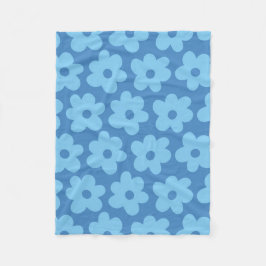 Manta Polar Azul Floral Retro Caprichoso, Alegre, Elegante