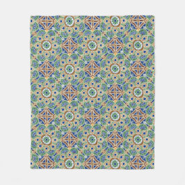 Manta Polar azul geométrico verde y azul canto Fleece Blanket