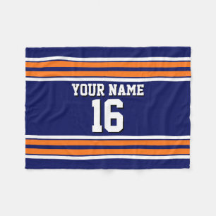 Manta Polar Azul marino con franjas blancas Naranja Jersey